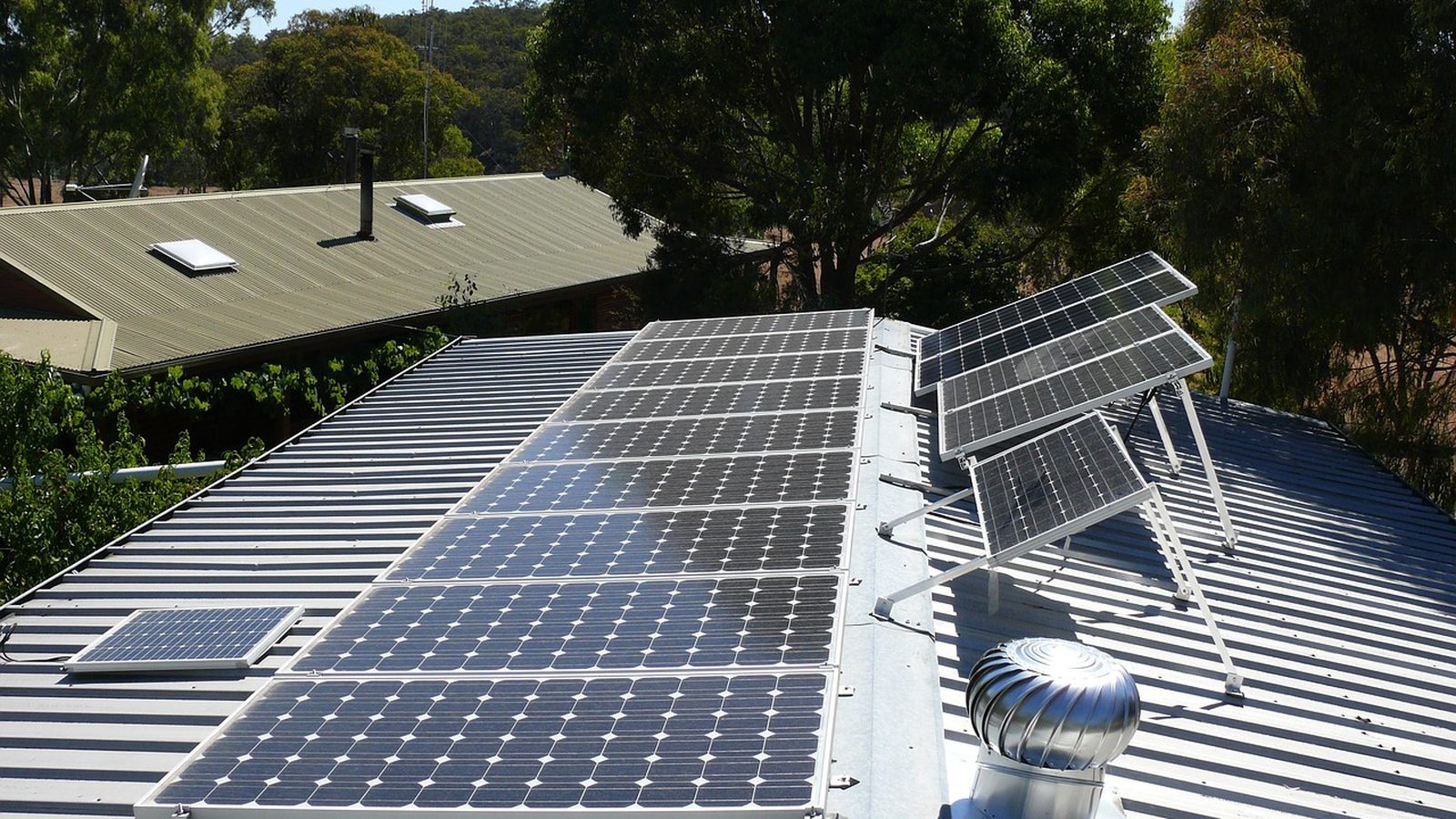 Solar panels mounted on the roof of a home