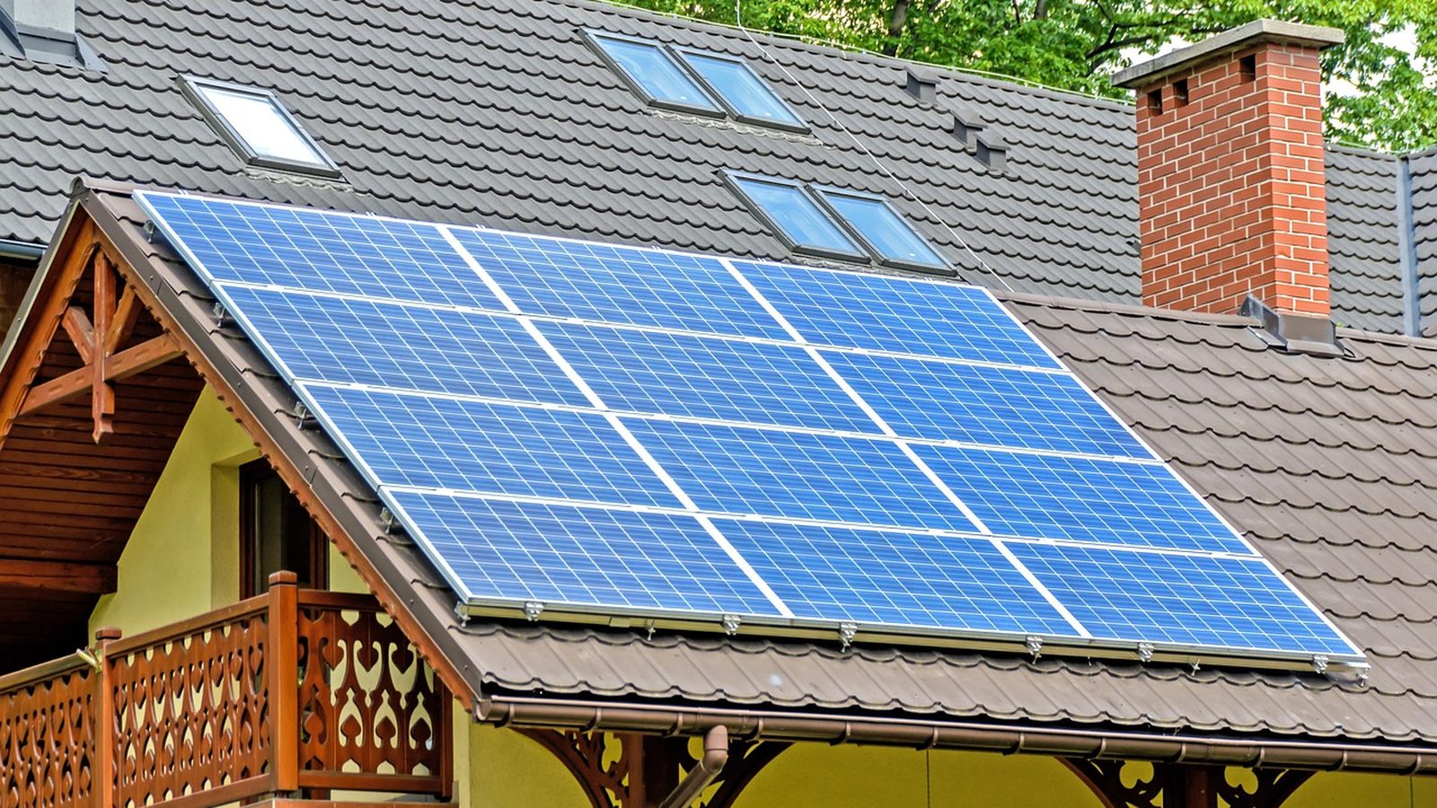 Rooftop solar panels on a single family home