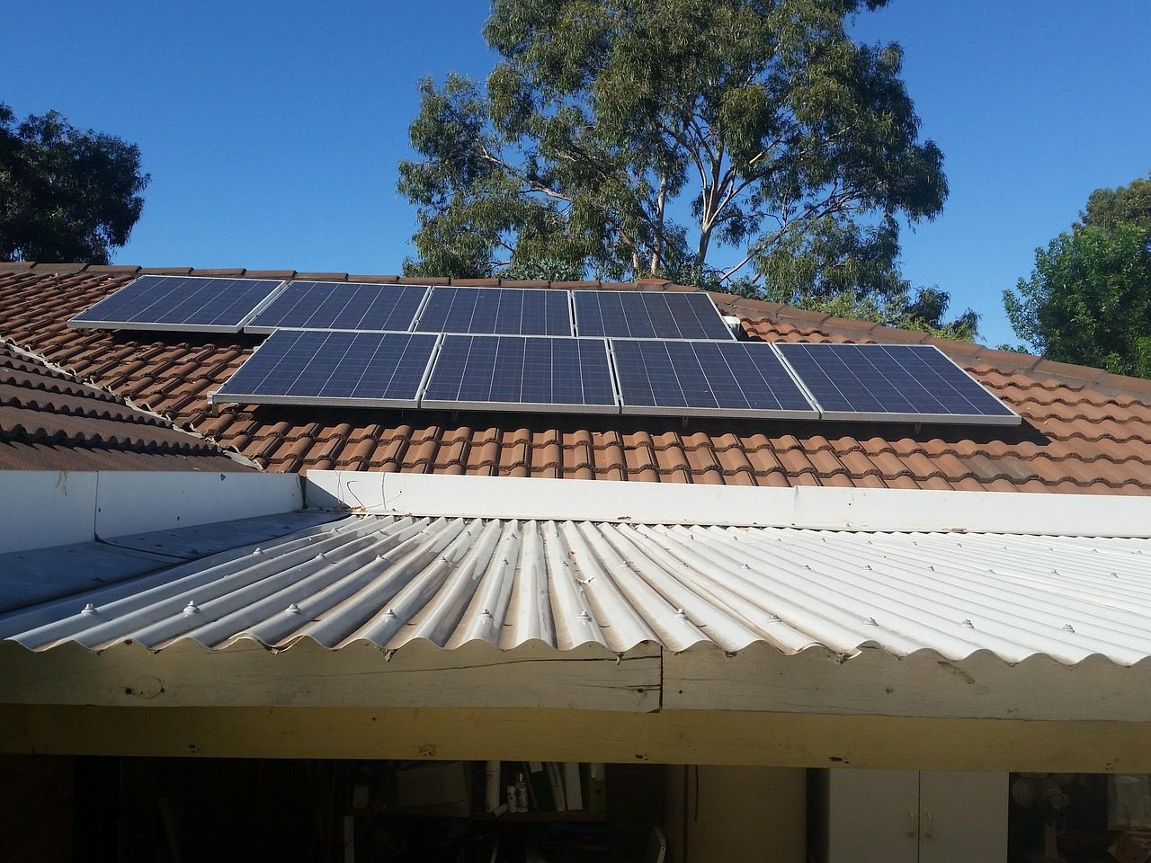 Rooftop solar panels on a single family home