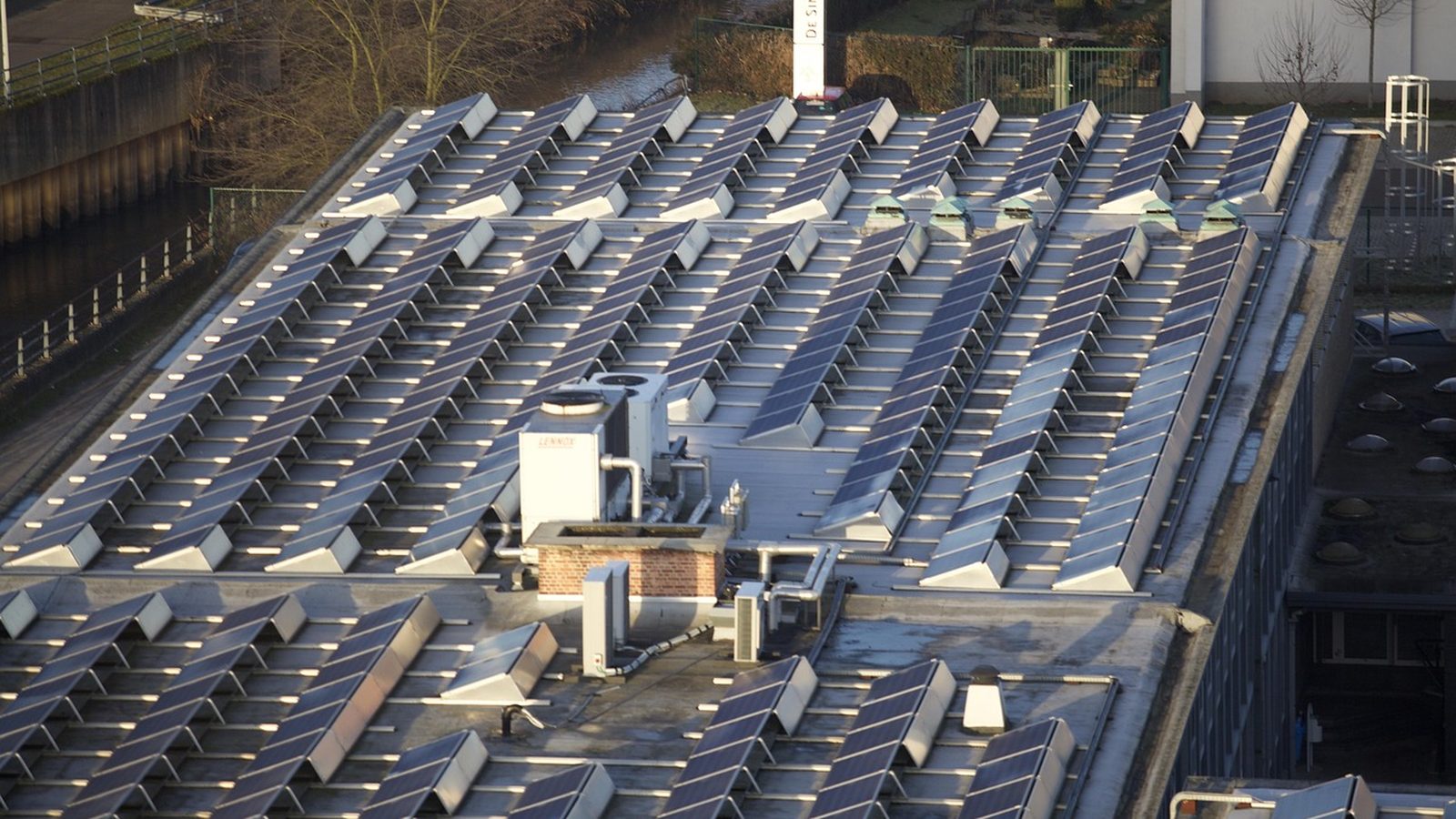 Rooftop solar panels on a single family home
