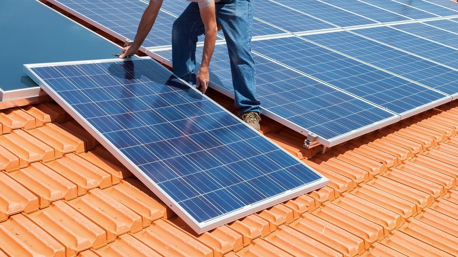 Rooftop solar panels on a single family home