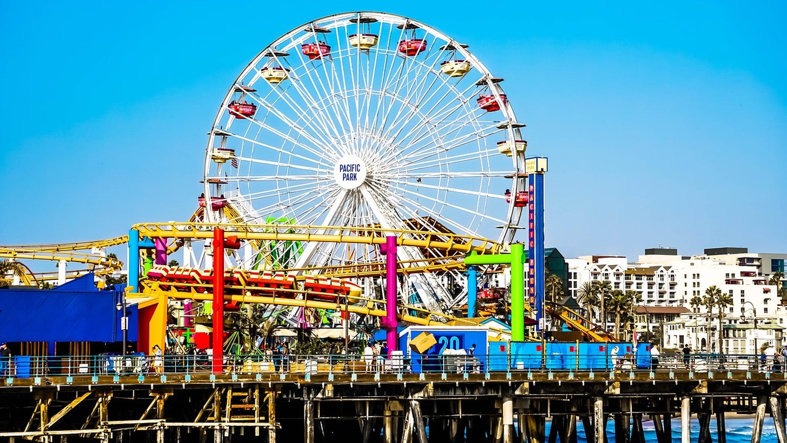 Santa Monica Pier stretching over the beach