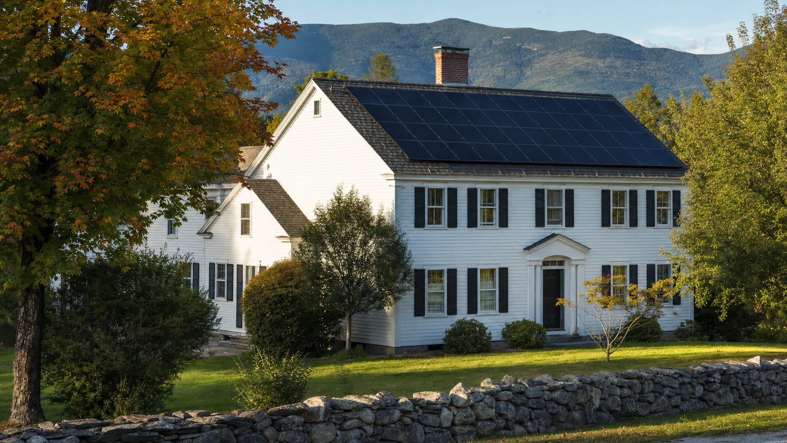 New Hampshire home with rooftop solar panels